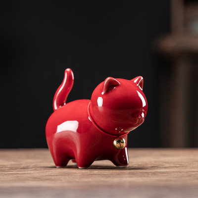 Keramikas rokām gatavota tēja mājdzīvnieks Mājas biroja dekorēšana Kung Fu tējas servīzes ceremonija Ķīniešu tējas ornaments figūriņa Kitija kaķa tējas mājdzīvnieks