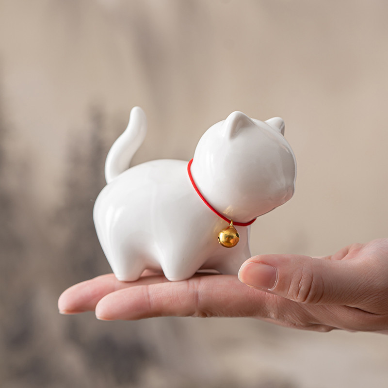 Keramikas rokām gatavota tēja mājdzīvnieks Mājas biroja dekorēšana Kung Fu tējas servīzes ceremonija Ķīniešu tējas ornaments figūriņa Kitija kaķa tējas mājdzīvnieks