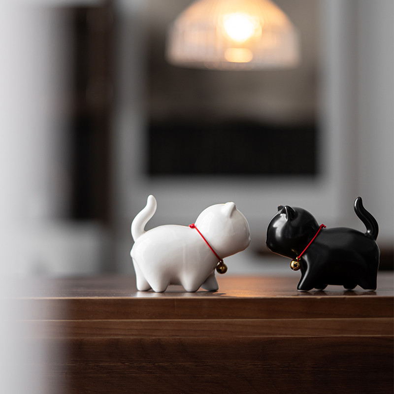 Keramikas rokām gatavota tēja mājdzīvnieks Mājas biroja dekorēšana Kung Fu tējas servīzes ceremonija Ķīniešu tējas ornaments figūriņa Kitija kaķa tējas mājdzīvnieks