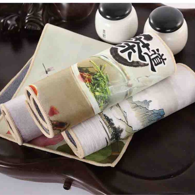 2022. gada jauna zamšādas tējas salvete Antikvariāts, krāsots tējas dvielis, sabiezināts, absorbējošs tējas audums, tējas piederumi, tējas ceremonijas tējas rīki LC624