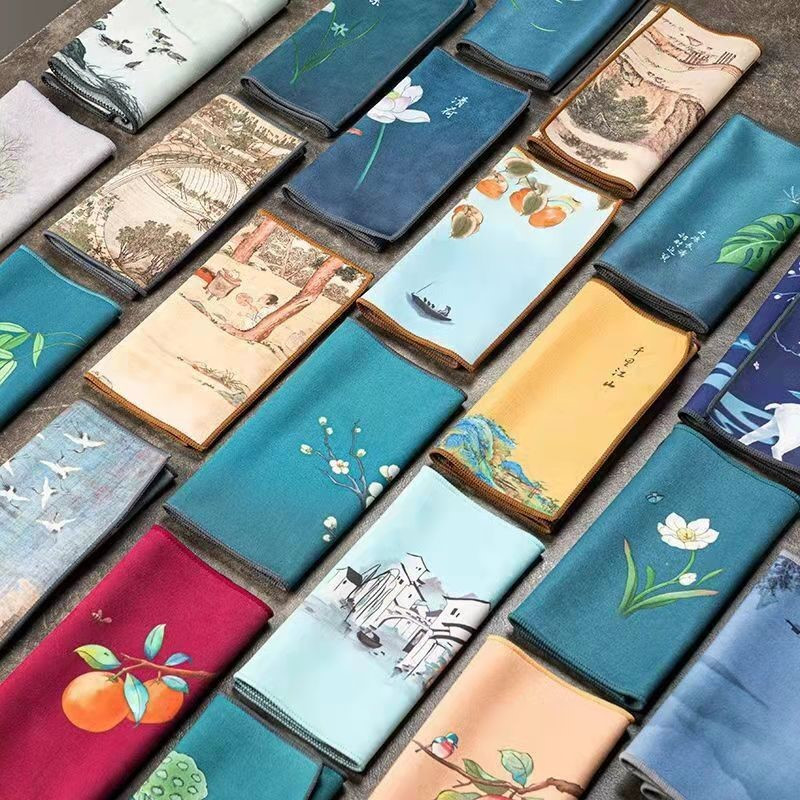 2022. gada jauna zamšādas tējas salvete Antikvariāts, krāsots tējas dvielis, sabiezināts, absorbējošs tējas audums, tējas piederumi, tējas ceremonijas tējas rīki LC624