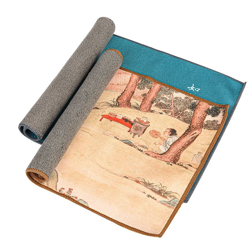 2022. gada jauna zamšādas tējas salvete Antikvariāts, krāsots tējas dvielis, sabiezināts, absorbējošs tējas audums, tējas piederumi, tējas ceremonijas tējas rīki LC624