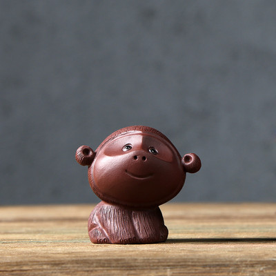 Tea Kisállat Lila Agyag Aranyos Majom Kézzel készített Lila Sár Tiszta Cement Zodiákus Teaceremónia Kiegészítők Tea asztaldísz