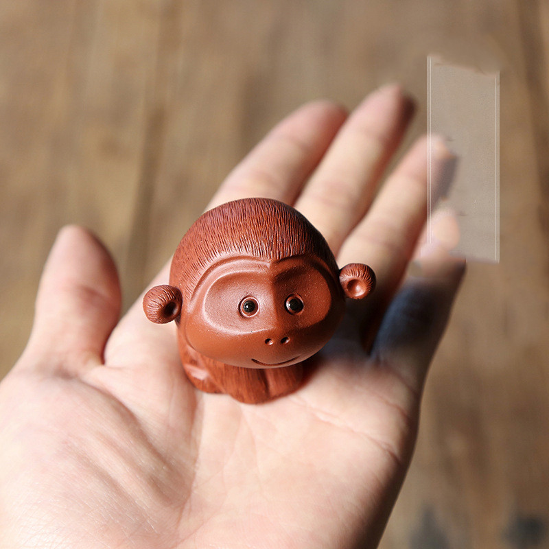 Tea Kisállat Lila Agyag Aranyos Majom Kézzel készített Lila Sár Tiszta Cement Zodiákus Teaceremónia Kiegészítők Tea asztaldísz