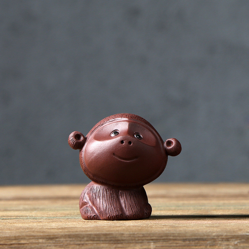 Tea Kisállat Lila Agyag Aranyos Majom Kézzel készített Lila Sár Tiszta Cement Zodiákus Teaceremónia Kiegészítők Tea asztaldísz