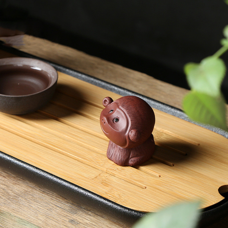 Tea Kisállat Lila Agyag Aranyos Majom Kézzel készített Lila Sár Tiszta Cement Zodiákus Teaceremónia Kiegészítők Tea asztaldísz