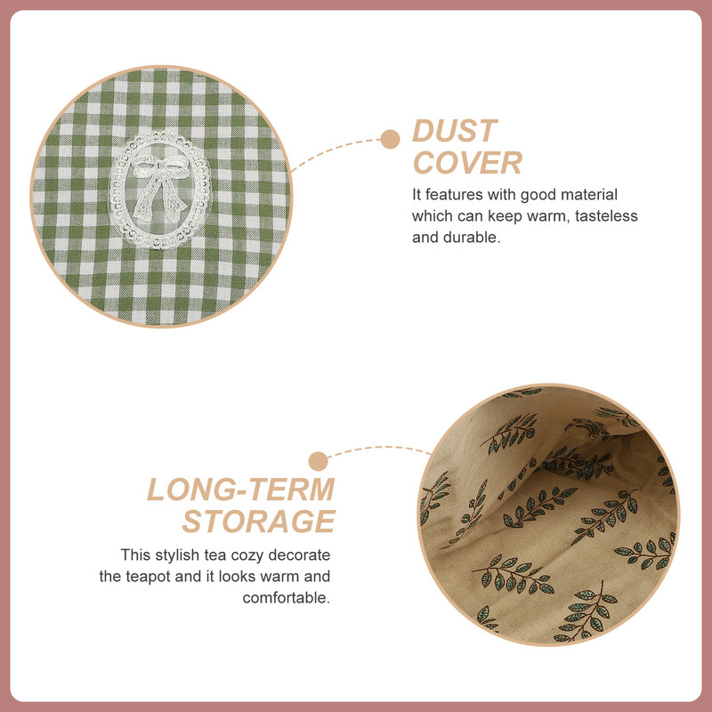 Vintage tējas krūzes tējkannas izolācijas vāks mājīgs, aizsargājošs 34x24x1cm siltinātājs kokvilnas tējkannas putekļu novēršana