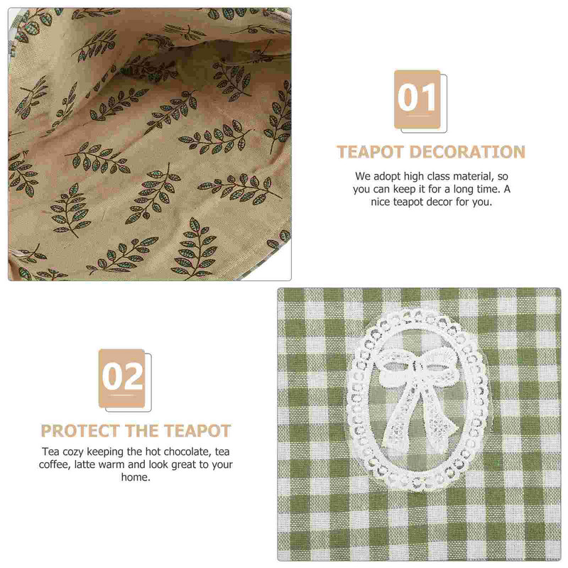 Vintage tējas krūzes tējkannas izolācijas vāks mājīgs, aizsargājošs 34x24x1cm siltinātājs kokvilnas tējkannas putekļu novēršana