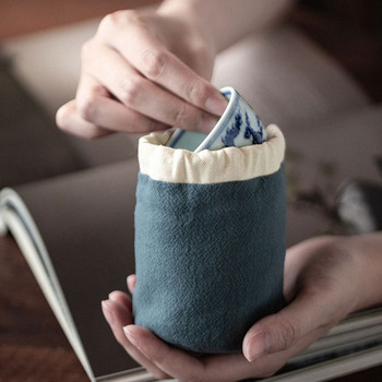 Инструменти за чай Портативен пакет за чайник Джоб Бронзиращ модел Удебелена памучна малка чанта за чаена чаша Пътна чанта за съхранение на прибори за чай