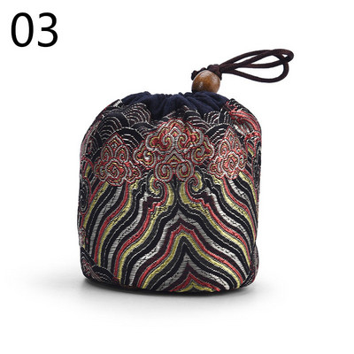 Teaeszközök Hordozható teáskanna köteg zseb bronzosító minta vastagított pamut kis teáscsésze táska utazó teáskészlet tároló táska