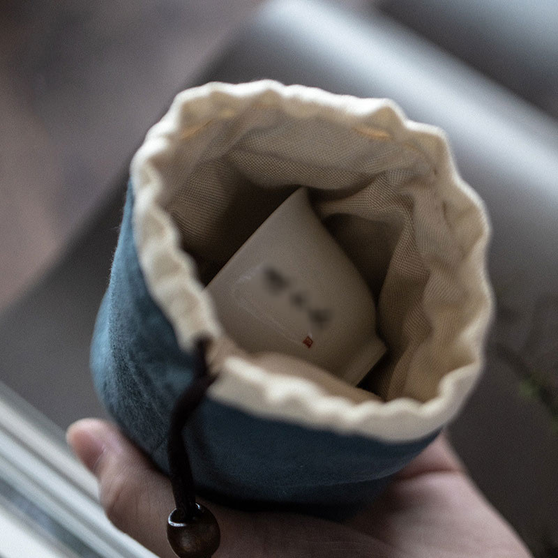 Teaeszközök Hordozható teáskanna köteg zseb bronzosító minta vastagított pamut kis teáscsésze táska utazó teáskészlet tároló táska