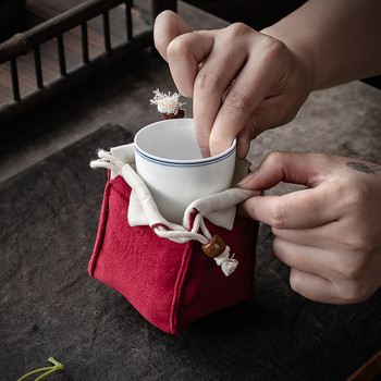 Единична чаша Buggy Bag Master Cup Bag Portable Tea Brewing Pot Jian Kiln Cup Cloth Bag Drawstring Cotton Lenen Bag Envio Gratis