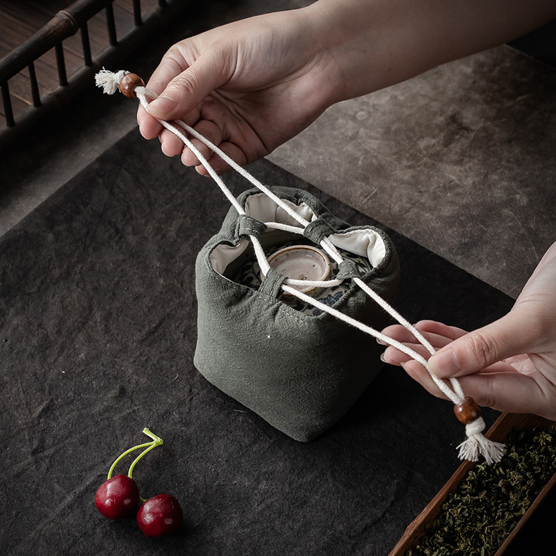 Viena kausa bagiju soma Master Cup soma Pārnēsājama tējas pagatavošanas katls Jian krāsns krūze Auduma maisiņš Savelkamās aukliņas Kokvilnas lina soma Envio Gratis