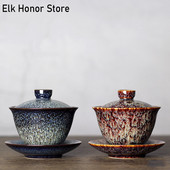 200 ml Jianzhan kerámia egy nagy fedeles tál, kézzel készített kemencecsere tajvani teástál, nem forró tál teaáru Irodai dekorációk