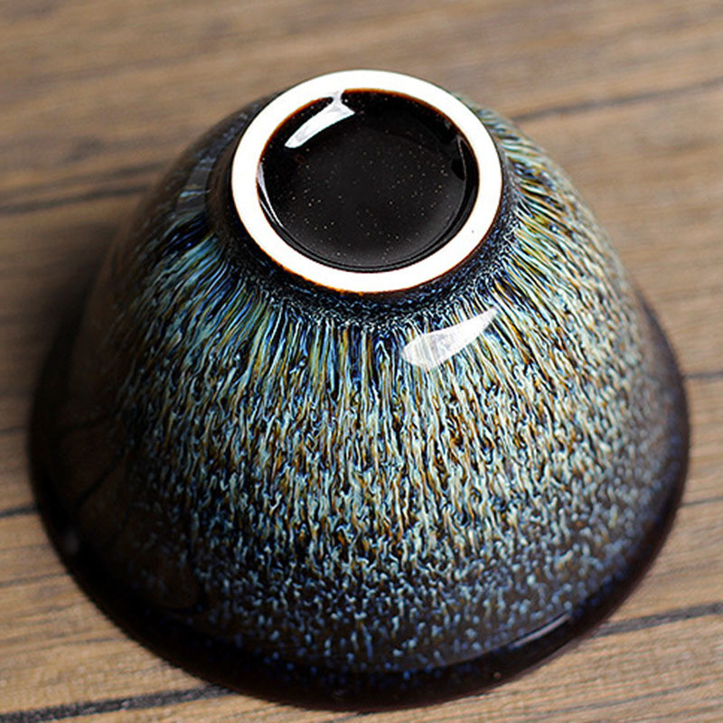 200 ml Jianzhan kerámia egy nagy fedeles tál, kézzel készített kemencecsere tajvani teástál, nem forró tál teaáru Irodai dekorációk