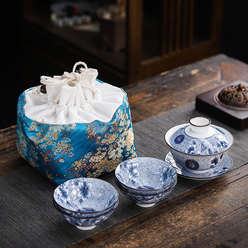 1 trauks 4 tases / 1 katls 2 tases uzglabāšanas maisiņš tējas Cozies ceļojumu tējas komplekts Pārnēsājams komplekts kabatas kokvilnas un lina tējas krūzes uzglabāšanas maisiņš LC674