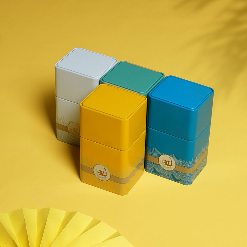 Tea ónlemez lezárt doboz Pu`er szervező négyzet alakú vastag fém üres teacsomagolás beépített lezárt zacskó tea