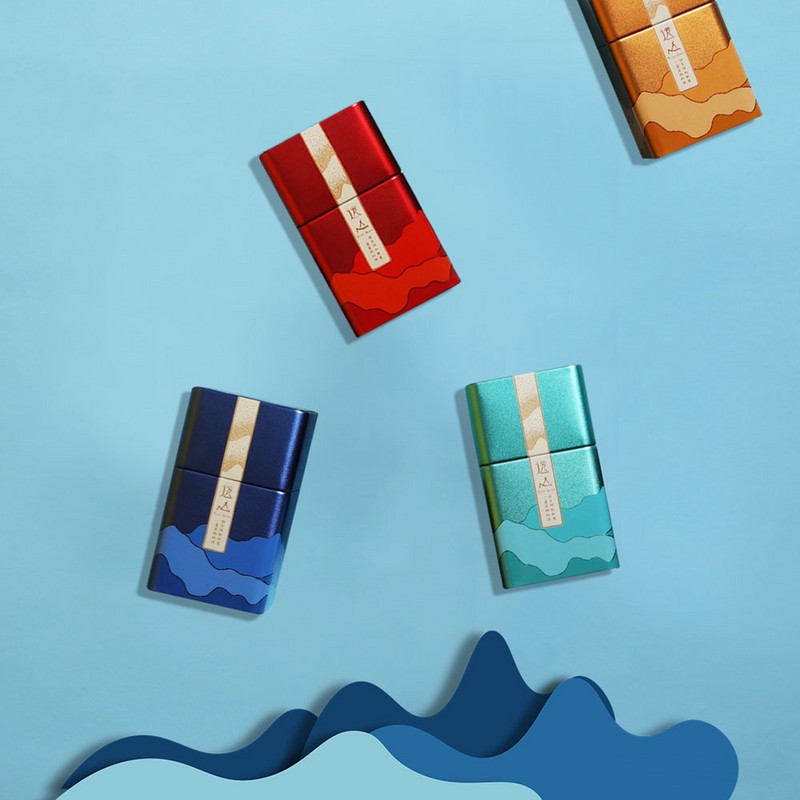 Tea ónlemez lezárt doboz Pu`er szervező négyzet alakú vastag fém üres teacsomagolás beépített lezárt zacskó tea