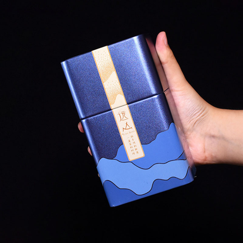 Tea ónlemez lezárt doboz Pu`er szervező négyzet alakú vastag fém üres teacsomagolás beépített lezárt zacskó tea