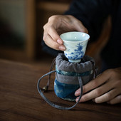 Kínai stílusú teaceremónia Mester egypohárnyi tárolótáska pamutvászon tinta Batik háromrétegű varrás mini textil teászsák ZD48