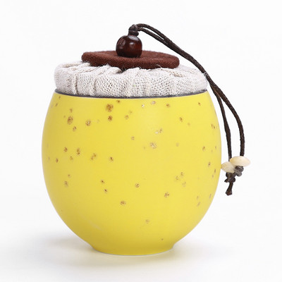 Pārnēsājams persiku keramikas tējas Caddy radošs noslēgts katls Sarkanā zaļā tēja Pu'er tējas uzglabāšana Tējas trauks Tējas skārde