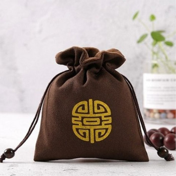 Чанта за съхранение Jianzhan Удебелена памучна ленена чанта Чайник Чаен комплект Master Cup Преносима чанта за чаша чай Чанта за канцеларски материали ZD50