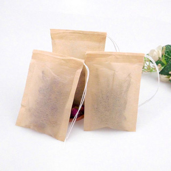 100 бр./Партида Еднократни торбички за чай Филтърни торбички от нетъкан текстил за чай с подправки с връв за теглене Филтърна хартия за билков насипен чай