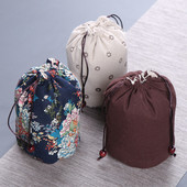 Pārnēsājams kokvilnas un lina tējas trauku glabāšanas maisiņu tējas komplekts Auduma maisiņš Tējkannas uzglabāšanas maisiņš Creative Travel Tējas maisiņš Tējas piederumi LC653