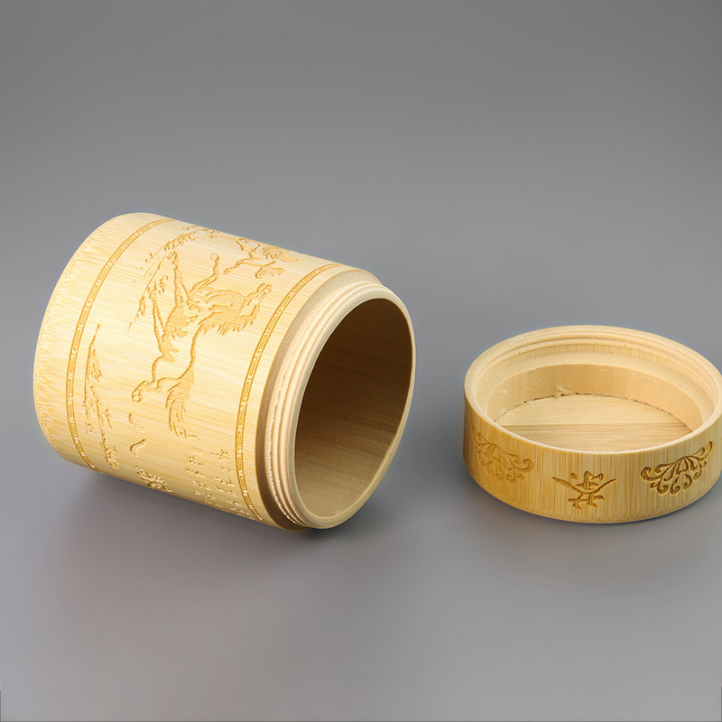 Roku darbs ar lāzera grebšanu astoņi zirgi, ķīniešu raksturs, dabīgs bambusa koka tēja, konfekšu garšvielu uzglabāšana, hermētisks burkas krājums