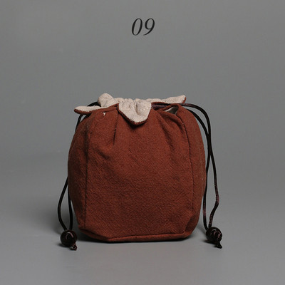 1 db hordozható pamut üres szövetzacskó vászonzacskó teakendők egy kannához Zsinóros vászon teáskanna kötözött teáscsészék napi használat