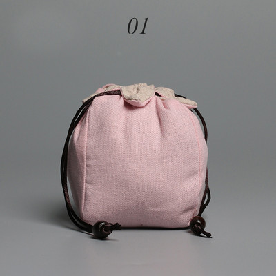 1 db hordozható pamut üres szövetzacskó vászonzacskó teakendők egy kannához Zsinóros vászon teáskanna kötözött teáscsészék napi használat