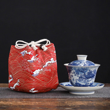 Многофункционална чанта за съхранение на съдове за чай Памучна чаша за чай Антични гривни Бижута Защитно покритие Японска чанта за подарък за обяд Декоративна чанта