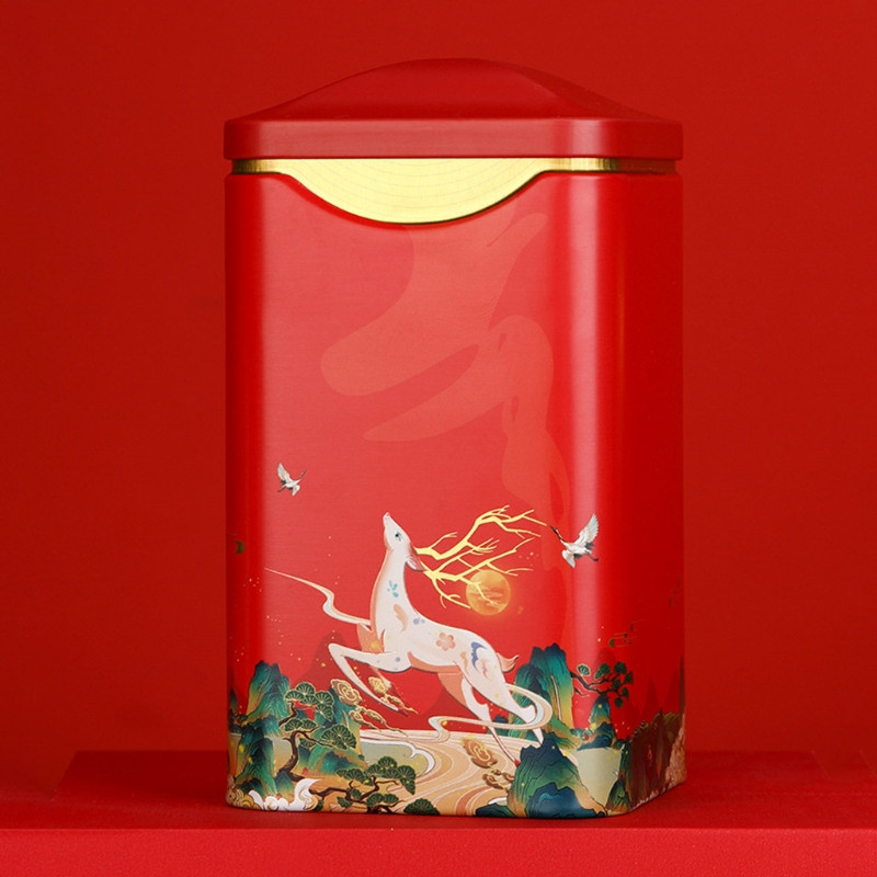 Légmentes teatartály Kínai stílusú, finom bádoglemezes tárolótartály Teacsomagolás Fehér tea Longjing fekete tea konzervdobozok