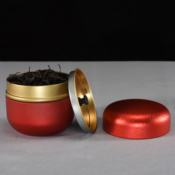 Японски стил Малка мини метална кутия за съхранение на чай Преносима пътна двойна капачка Запечатан кръгъл контейнер Чай Кафе Захар Буркан за съхранение