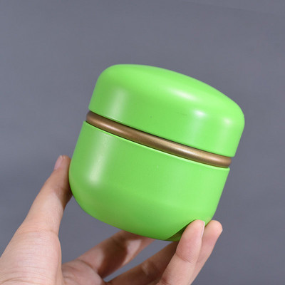 Japāņu stila maza mini metāla tējas uzglabāšanas kaste, pārnēsājama ceļojumu dubultā vāka noslēgta apaļa tvertne tējas kafijas un cukura uzglabāšanas burka