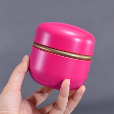 Japāņu stila maza mini metāla tējas uzglabāšanas kaste, pārnēsājama ceļojumu dubultā vāka noslēgta apaļa tvertne tējas kafijas un cukura uzglabāšanas burka