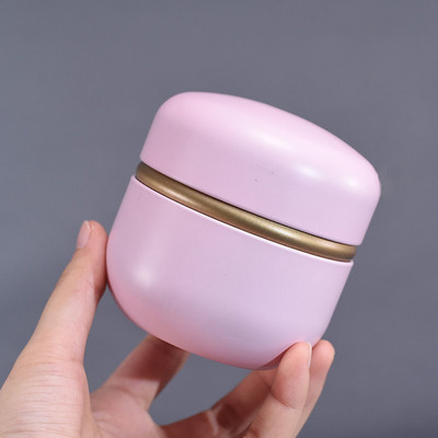 Japāņu stila maza mini metāla tējas uzglabāšanas kaste, pārnēsājama ceļojumu dubultā vāka noslēgta apaļa tvertne tējas kafijas un cukura uzglabāšanas burka