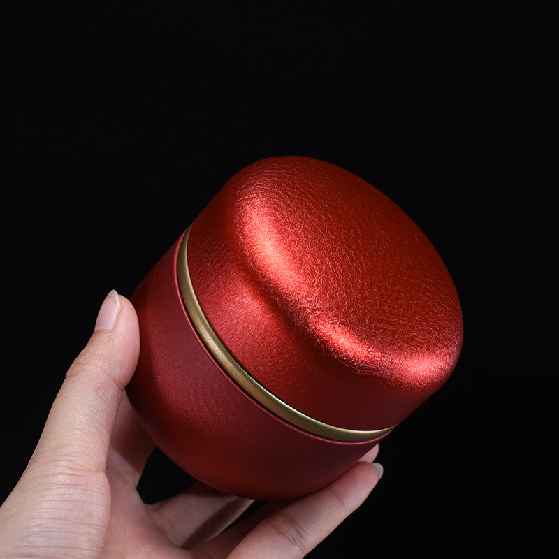 Japāņu stila maza mini metāla tējas uzglabāšanas kaste, pārnēsājama ceļojumu dubultā vāka noslēgta apaļa tvertne tējas kafijas un cukura uzglabāšanas burka