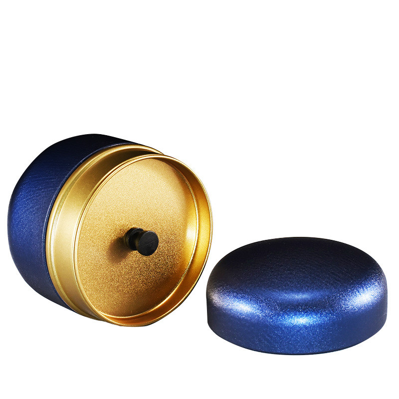 Japāņu stila maza mini metāla tējas uzglabāšanas kaste, pārnēsājama ceļojumu dubultā vāka noslēgta apaļa tvertne tējas kafijas un cukura uzglabāšanas burka