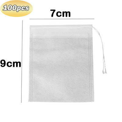 100gab/partija Vienreizlietojami tējas maisiņi Neausta auduma tējas filtra maisiņi garšvielu tējai ar stīgu filtrpapīru garšaugu tējai