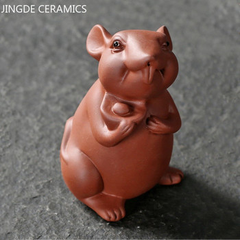 Творчество Лилава глина Чай Настолен компютър Lucky Mouse Скулптура Орнаменти Зодиак Чай Игра Китайски сервиз за чай Аксесоари за декорация