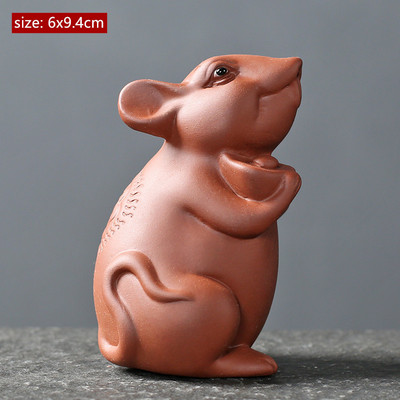 Radošums Purpursarkana māla tēja Mājdzīvnieku darbvirsma Lucky Mouse Skulptūra Ornamenti Zodiaka tēja Play Ķīniešu tējas komplekts Dekorācijas piederumi