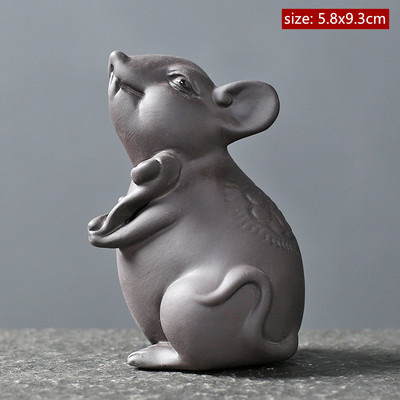Radošums Purpursarkana māla tēja Mājdzīvnieku darbvirsma Lucky Mouse Skulptūra Ornamenti Zodiaka tēja Play Ķīniešu tējas komplekts Dekorācijas piederumi