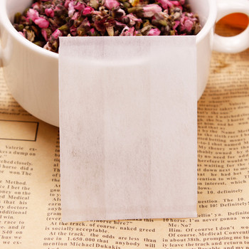 100 бр. Чаени торбички Биоразградима хартиена торбичка за чай, шнур, Екологичен филтър, Празни пакетчета чай, насипни листа, чай на прах, билкова медицина