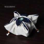 WIZAMONY tējkanna Jadeware uzglabāšanas maisiņi, ar rokām izgatavota kokvilnas tējkanna ar biezu auklu ar mīkstu auduma maisiņu.