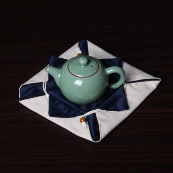 WIZAMONY Teapot Jadeware Storage Bags Thicken Draw Cord Χειροποίητο Signature Βαμβάκι με μαλακό υπνάκο, υφασμάτινη τσάντα με τσέπη