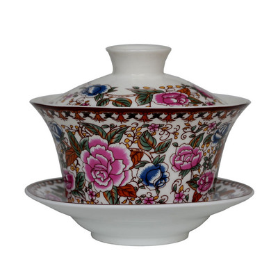 Gaiwan 200ml Tureen Penoy tējas krūzes porcelāns Jingdezhen tradicionālā ķīniešu tējas komplekts ar vāku krūzes apakštase tējas trauku vāka bļoda