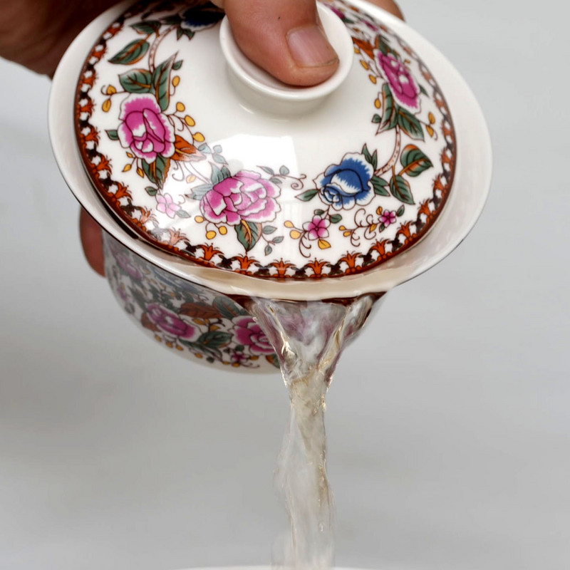 Gaiwan 200ml Tureen Penoy tējas krūzes porcelāns Jingdezhen tradicionālā ķīniešu tējas komplekts ar vāku krūzes apakštase tējas trauku vāka bļoda