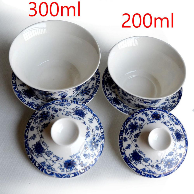 Gaiwan 200ml Tureen Penoy tējas krūzes porcelāns Jingdezhen tradicionālā ķīniešu tējas komplekts ar vāku krūzes apakštase tējas trauku vāka bļoda