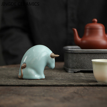 Прекрасен керамичен чай Орнаменти за домашни любимци Фигурка на заек Чай Творчески модел на животно Декор Бутикова декорация на дома Аксесоари за чай